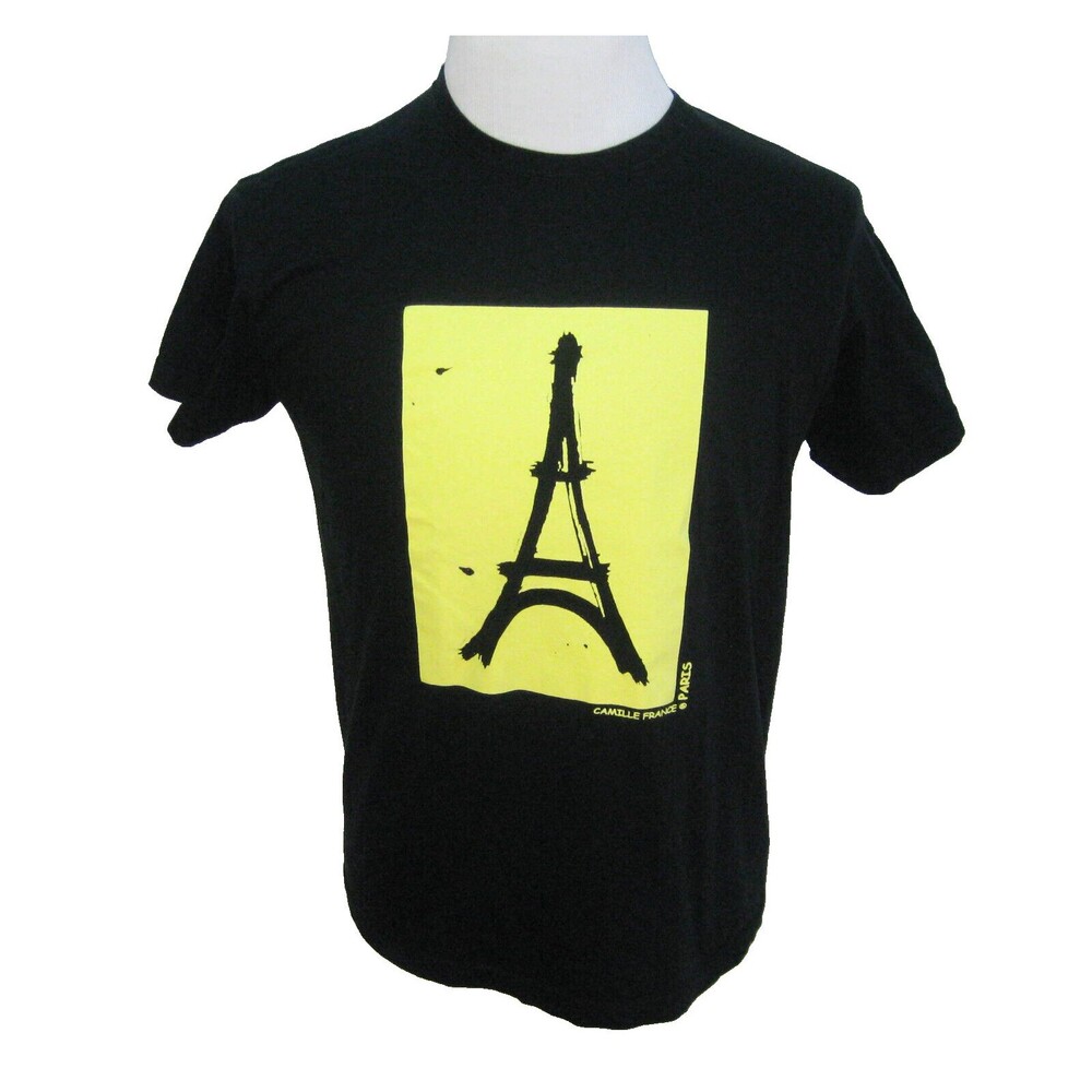 EIFFEL TOWER Men's (Size Medium) Black Paris France Short Sleeve Graphic T-Shirt